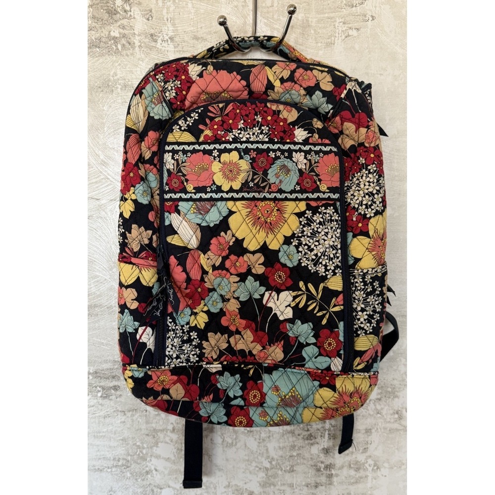 Vera Bradley Large LapTop Backpack "HAPPY SNAILS" Rare Retired Floral Fabric Bag